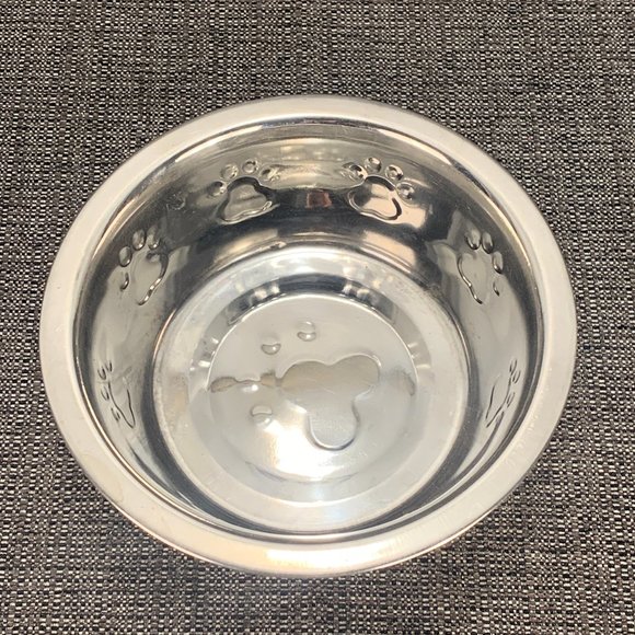 ASPCA Stainless Steel Dog Bowl - feeder paw print embossed pet cat - Picture 2 of 6